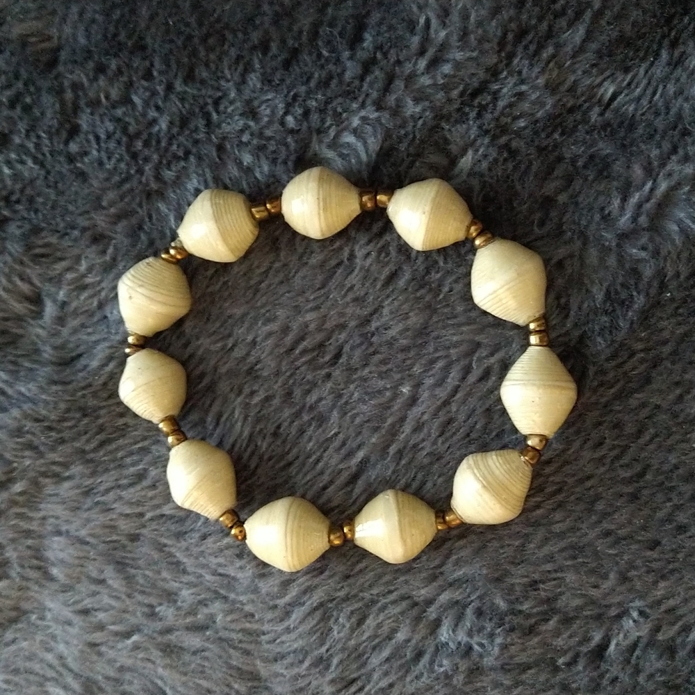 Gold & Cream Bracelet Elastic